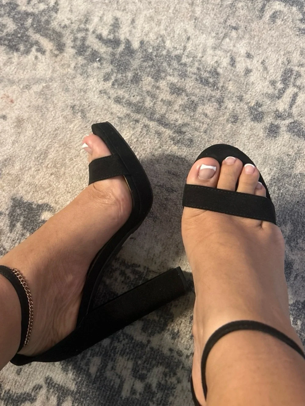 Windsor Black Suede Two-Strap Block Heel Sandals